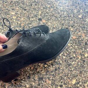 Marc Alpert tie loafers. Black suede.